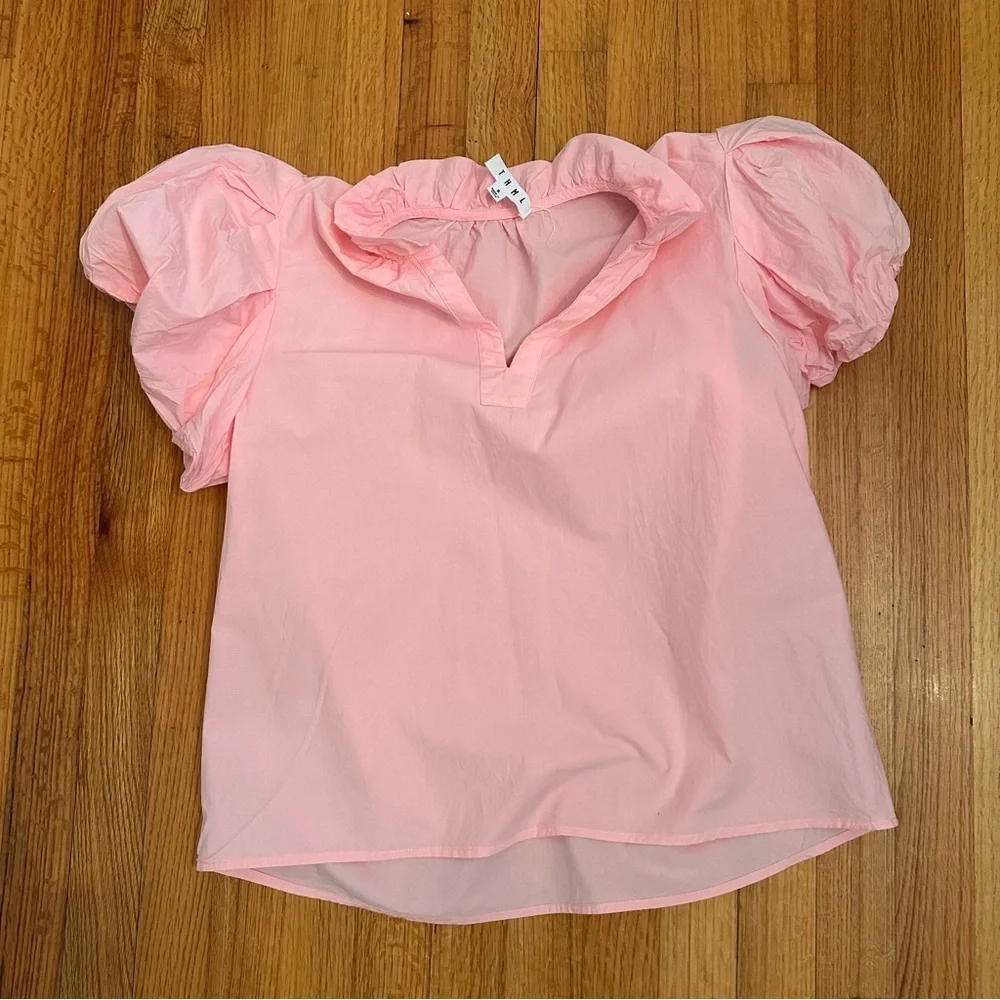 THML Gwen puff sleeve top in pink size S (c5)